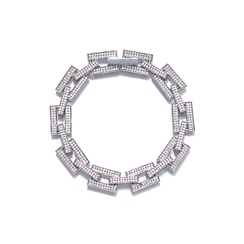 Hailey Rectangular Chain Swarovski Bracelet Silver