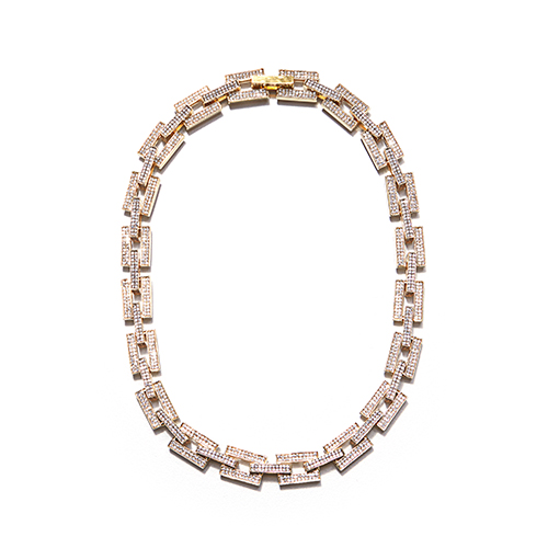 Hailey Rectangular Chain Swarovski Necklace Gold