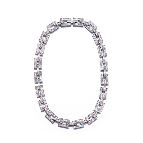 Hailey Rectangular Chain Swarovski Necklace Silver